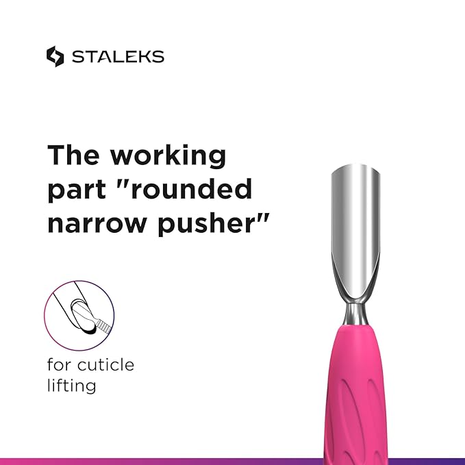 Staleks Pro Manicure Pusher UNIQ 10 Type 6 – Silicone Handle – Wide Rounded Pusher & Nail Cleaner