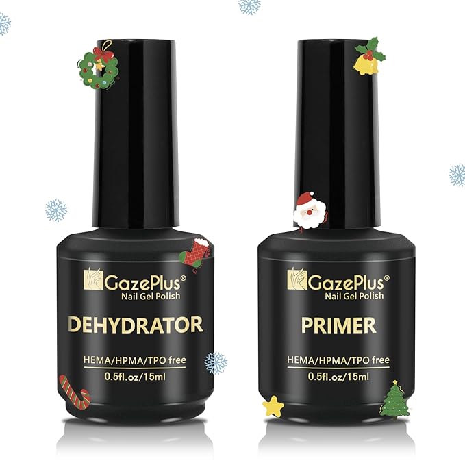 Nail Dehydrator and Primer Set, 15ML Acid-Free Natural Nail Dehydrator & Nail Primer Professional and Long-lasting for Christmas Gift Nail Art Polish Acrylic Gel Extension and Powders