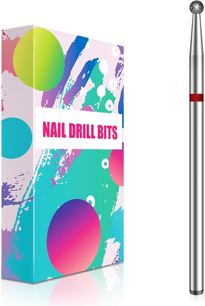 1.8mm Ball Shape Cuticle Clean Nail Drill Bit 3/32'', Professional Safety Carbide Diamond Under Nail Cleaner for Sidewall Dead Skin Cleaning Nail Prepare, Manicure Pedicure Shape Remove Tools, Fine