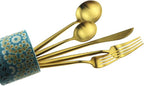 5-Piece 18/10 Stainless Steel Matte Gold Flatware Set - Image 6