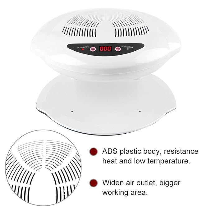 Air Nail Dryer, 400W Intelligent Automatic Sensor Hot & Cold Air Nail Polish Drying Fan Manicure Tool for Home Salon Both Hands and Feet Use, White