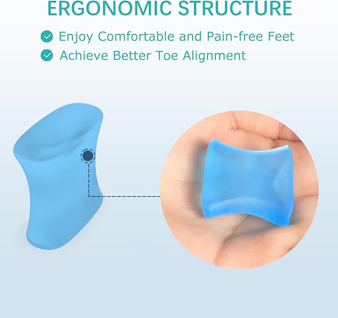 Upgraded Gel Toe Separators – 12-Pack Bunion Pads – Toe Spacers for Straightening Overlapping Toes, Bunions, Calluses – Soft Silicone Bunion Corrector for Men and Women(6M+6S)