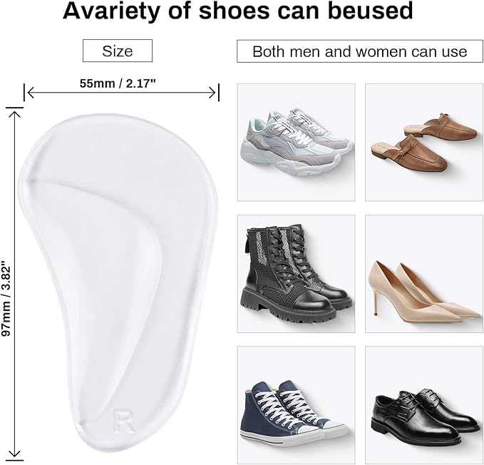 Correct-Position Gel Arch Support Insoles: Plantar Fasciitis & Flat Feet Relief, Adhesive Foot Pads for Pressure-Free Comfort- 6 Pairs