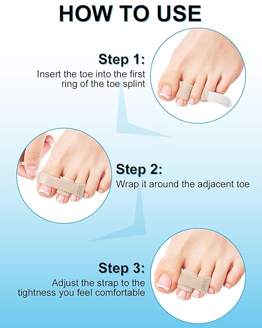 8 Pack Hammer Toe Corrector, Toe Straighteners for Women & Men, Fabric Buddy Wraps for Broken Toes, Hammer Toe Splint for Curled and Bent Toes(skin)