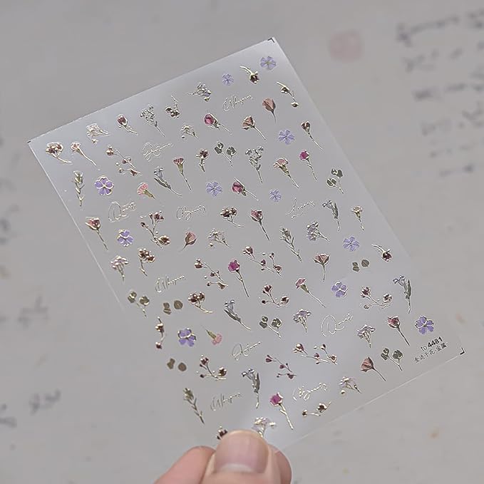 Flower Nail Stickers 5D Embossed Rose Flower Nail Decals 1PCS Gold Rose Sticker for Nails Self-Adhesive Spring Summer Floral Nails Stickers Nail Art Supplies for Women Manicure Nail Art Decorations