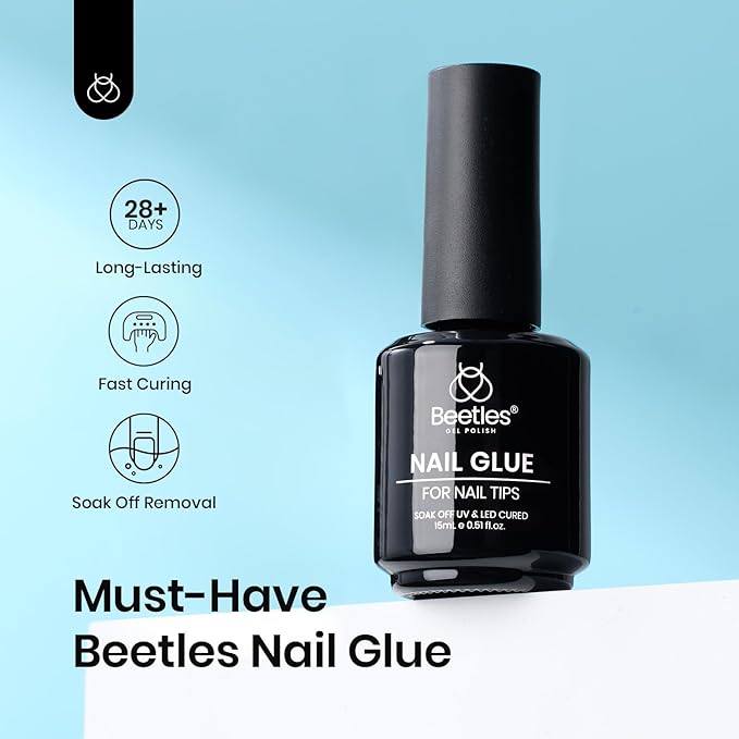 Beetles 15ml Gel Nail Glue 9 in 1 for Acrylic Nails Tips and Clear Press on Nails, Long Lasting Extension Glue, Base Coat, Blooming Art Gel, Fall Halloween Nails, U V Light Cured