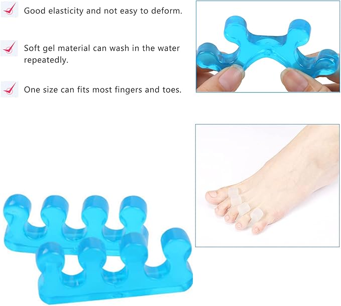 Toe Separators for Nail Polish, Toe Spacers Gel Toe Separator Toe Dividers Pedicure for Toenail Finger Tools 4 Colors IRCHLYN (4 Pairs)