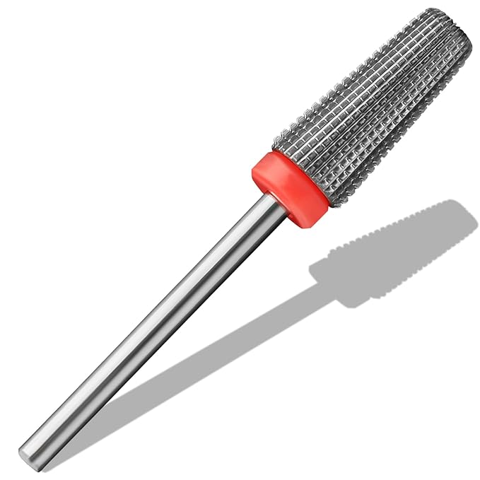 Nail Carbide 5 in 1 Bits 3/32" Professional Nail Drill Bit Two Way Rotate use for Manicure Pedicure Cuticle Gel Polishing Drill Machine (Fine - F, Silver)