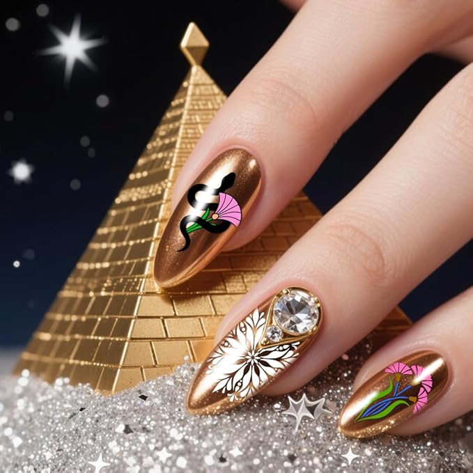 PH PandaHall 3pcs Egyptian Elements Nail Stamping Plates Pharaoh Nail Image Plates Cats Snakes Nails Art Stencils Egypt Icons Manicure Art Templates for Women DIY Manicure Printing Design Supplies