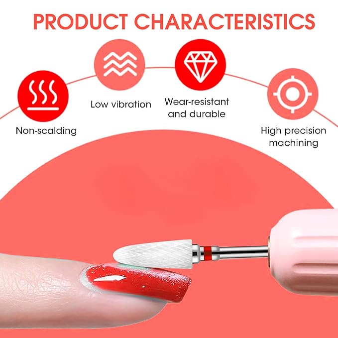 8 Pack 3/32" 5 in 1 Professional Ceramics Nail Drill Bits Sets, Safety Drill Bits Tech, Cuticle Bit Fast Remove for Manicurist Nail Salon Manicure Pedicure Gel Polishing (8 Shapes)