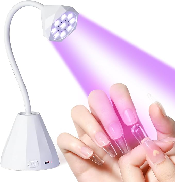 Nail Lamp for Gel Nails, Gooseneck Rechargeable Smart UV Light for Acrylic Nail Extension 30W
