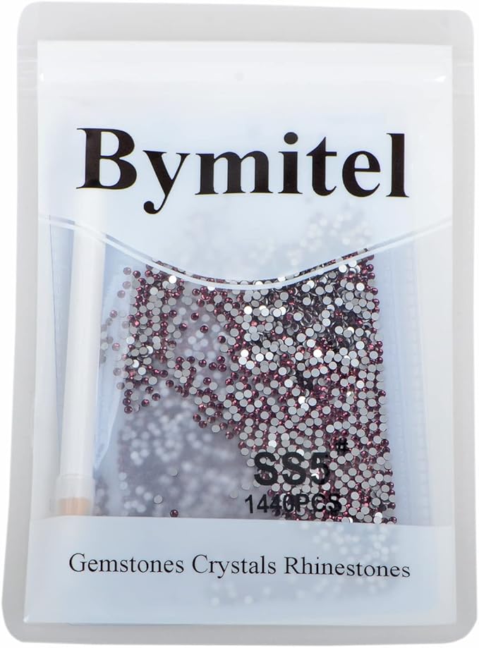 2880PCS Art Nail Rhinestones non Hotfix Glue Fix Round Crystals Glass Flatback for DIY Jewelry Making with one Picking Pen (ss5 2880pcs, Amethyst)