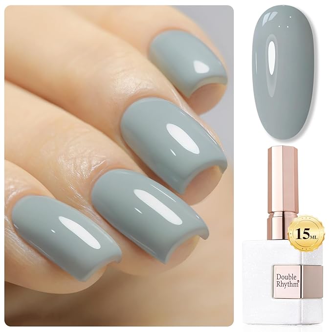 Double Rhythm Gel Polish 15ML Jelly Sheer Pastel Light Milky Color Pearl White Bottle 1 PC 0.5 OZ Full Size Nail Art Salon at Home (Milky Gray-D1464)