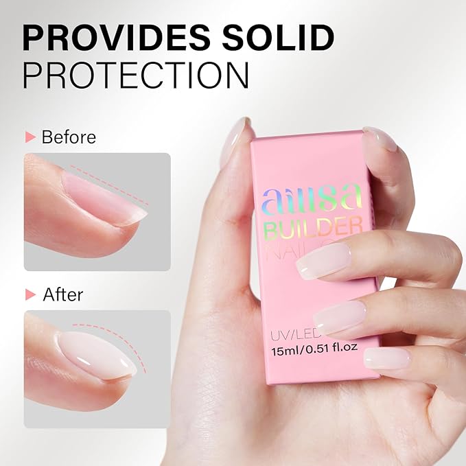 AILLSA Builder Gel for Nails Yogurt White 7 In 1 Hard Gel Polish for Nail Thickening Nude Milky Extension U V Gels Natural Color Strengthener Gels Nails Polish for Nail Art Base Coat Need 0.51 Oz GB07