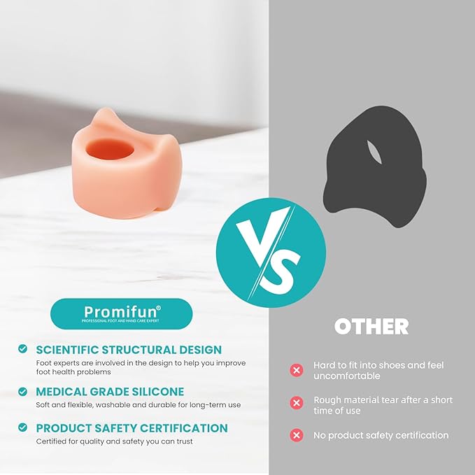 Toe Separators for Women Gel Toe Separators for Overlapping Toes, Bunions, Big Toe Alignment, Corrector and Spacer, Preventing Rubbing Relieve Pressure (Large, 12 Pack, Beige)