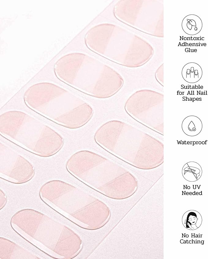 Nail Polish Strips - 22 Pcs Salon Quality Gel Nail Stickers - Long Lasting Wraps (Single Lip Kiss Pink)