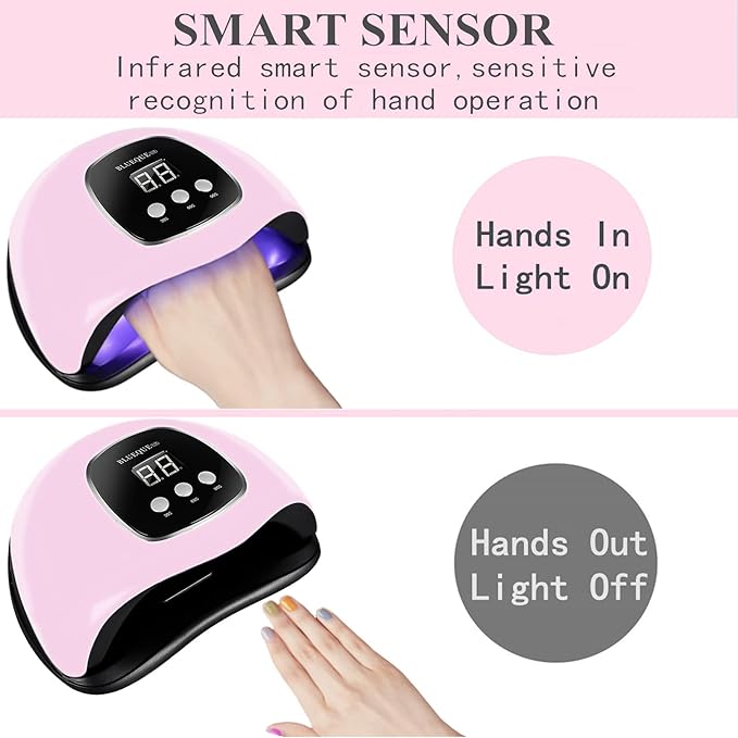 BIGBEAR UV Light for Nails, 48W LED Nail Light for Gel Polish, Fast Nail Dryer with Automatic Sensor, 3 Timer Setting, Small and Portable, UV LED Nail Lamp for Fingernail and Toenail