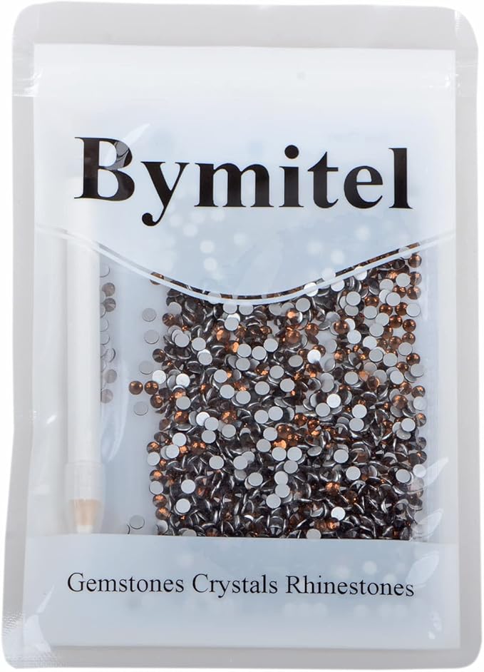 1440PCS Art Nail Rhinestones Non Hotfix Glue Fix Round Crystals Glass Flatback for DIY Jewelry Making with one Picking Pen (ss12 1440pcs, Smoked Topaz)