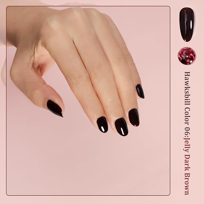 FZANEST Fall Gel Nail Polish Colors Set,Jelly Brown Gel Polish Nail Crystal Transparent Yellow Orange Blood Red Dark Wine Gel Polish Kit Manicure DIY Nail Art Home Salon for Women
