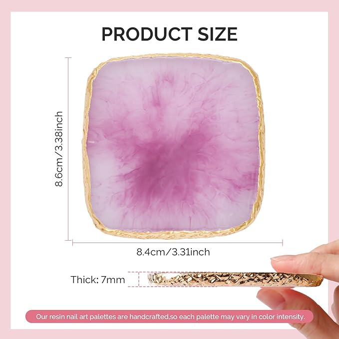 MelodySusie 1PC Square Shape Resin Nail Art Palette, Professional Color Mixing Board for Gel Polish, Acrylics, Pigment Blending, Salon and DIY Makeup Artist Tool, Purple