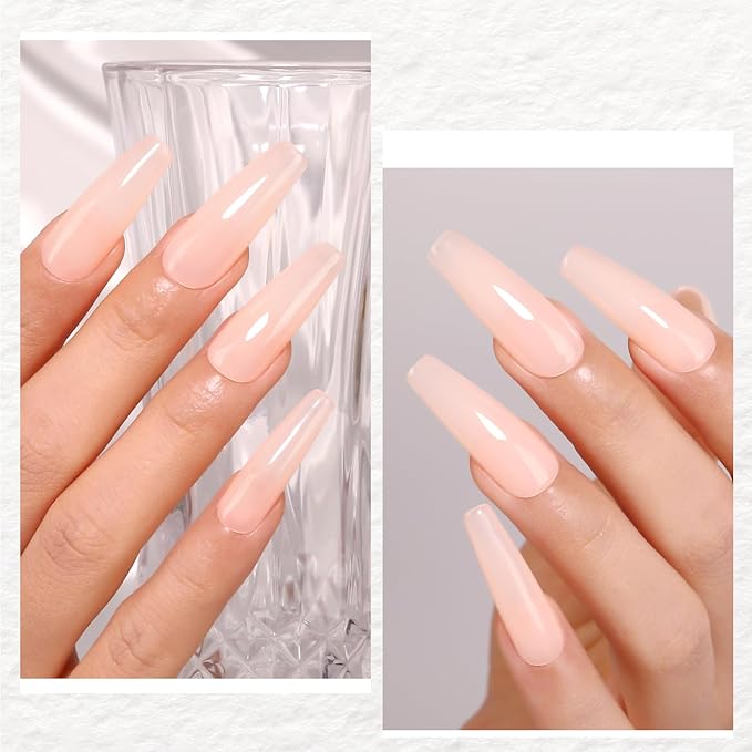 Imtiti Natural Nude Base Gel, 15ML Nail Builder Gel, Sheer Jelly Gel Nail Polish, Strengthener, DIY Nail Art, Soak Off, UV LED