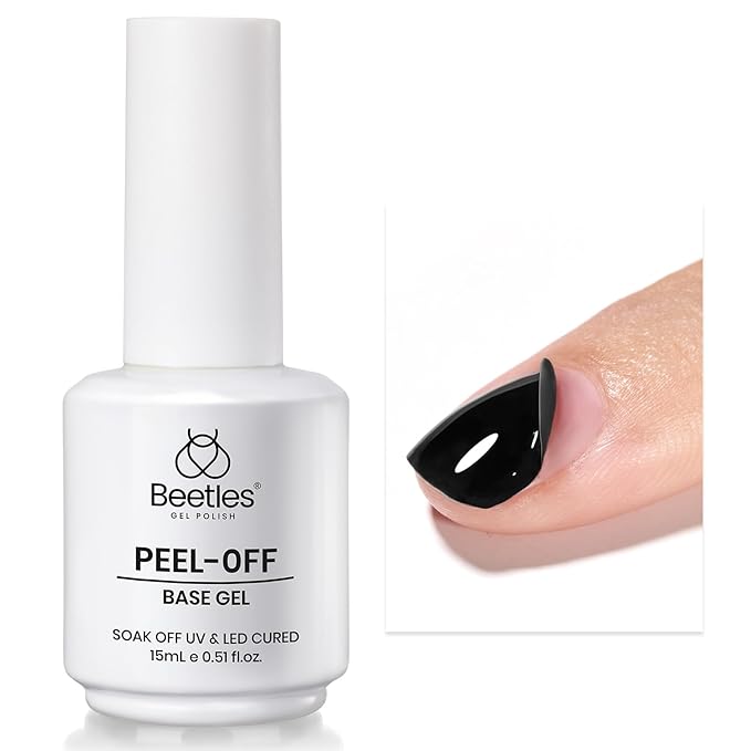 Beetles Peel Off Gel Base Coat for Gel Nail Polish: 15ml Peel Off Base Coat, Soak Off-Free Easy Removal without Damage, Long Lasting U V LED Lamp Cure for Beginners DIY Manicure Weak Thin Nails