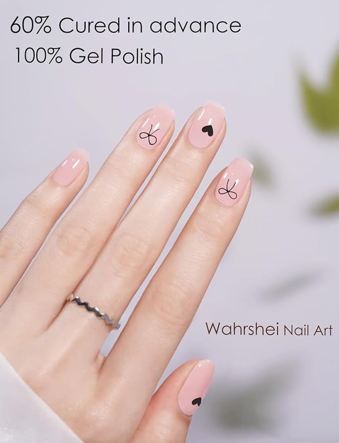 Briel Bowknot 20pcs Semi Cured Gel Nail Strips, Gel Nail Wraps UV for Home Nails DIY