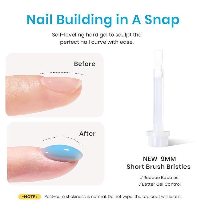 Beetles Builder Gel for Nails HEMA-Free, 2Pcs Blue Glitter Builder Nail Gel for Nail Apex Building Thickening Strengthener & Extension for Beginner Women 0.25 fl.oz