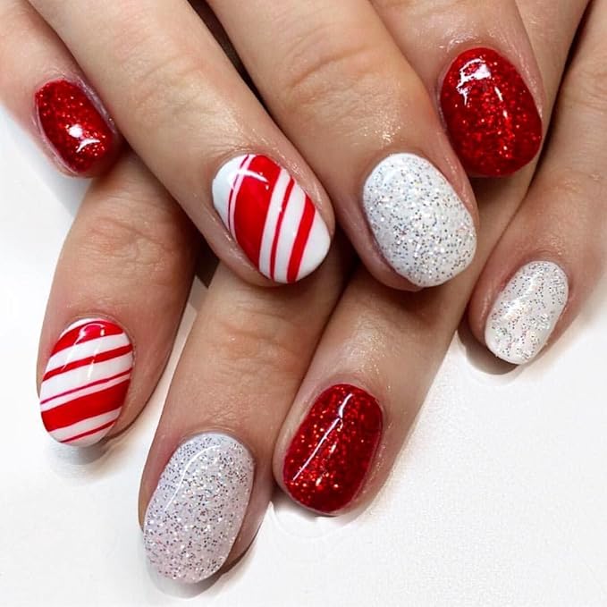 Imtiti Gel Nail Polish Set, Classic Christmas Red and White Gel Polish Soak Off LED U V Nail Gel Polish DIY Nail Art Starter Manicure Salon Gel Nail Polish Kit 10ML