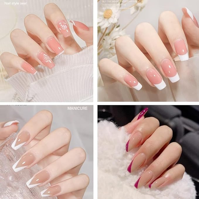 French Tip Tool,Nail Art Stamper Kit,Clear Silicone Stamping Jelly With Scraper,French Tip Stamp For Manicure Home DIY Nail Tips(2 PCS)