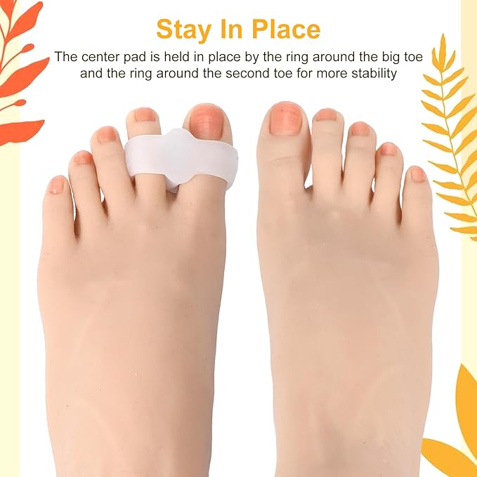 12 Pack Bunion Toe Separators Corrector for Big Overlapping Toes, Gel Toe Spacers for Women & Men Bunion Corrector with 2 Loops Silicone Toes Separators for Bunions Feet, Clear