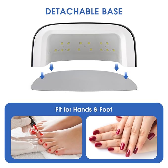 Professional Rechargeable 60W UV LED Portable Cordless UV Light for Nail Lamp Machine with Removable Stainless Steel Bottom,4 Timer Setting and Smart Sensor Nail Dryer (Black)