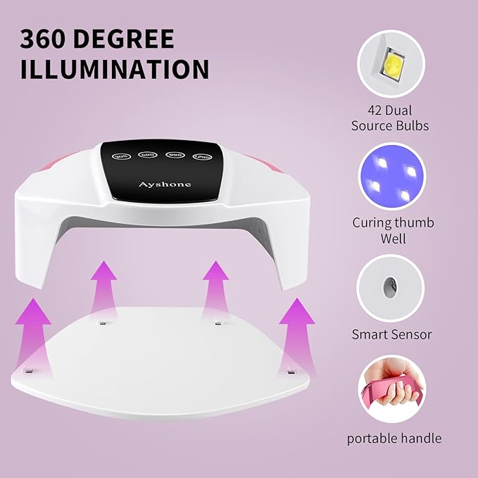 Rechargeable UV LED Nail Lamp,96W Cordless UV Light for Nail Dryer with 48 Lamp Beads,Auto Infrared Sensor and 4 Timers Nail Tools for Nail Polish (White)