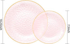 Rubtlamp 100Pcs Clear Pink Gold Plastic Plates, Hammered Plastic Plates Include - Image 2