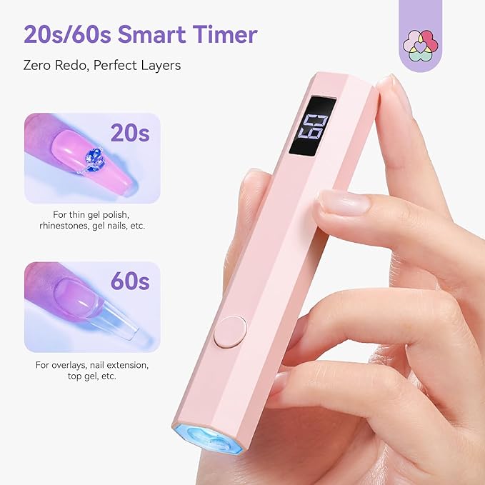 SAVILAND Essentials UV Light for Gel Nails: Flash Cure Lamp Nail Dryer with Dual Timer Setting LCD Display Screen Rechargeable Mini Gel Nail Lamp Nail Tech Must Haves Nail Supplies for Manicure