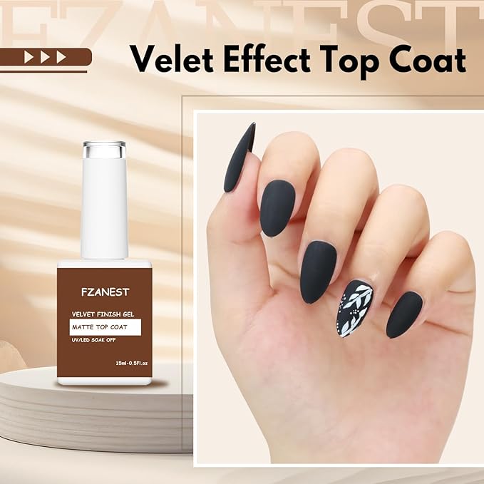 FZANEST Gel Top Coat Gel Nail Polish Long Lasting High Shine Top Finish Soak Off (Matte Top Coat, 0.51 Fl Oz (Pack of 1))