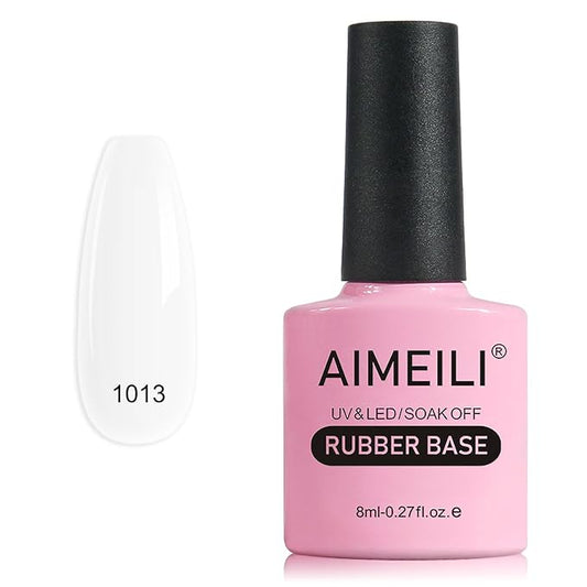 AIMEILI Rubber Base Gel Nail Polish, Hema Free, Cruelty Free, Vegan, Builder Nail Gel Base Coat Soak Off Nail Art Design - RB1013 8ml