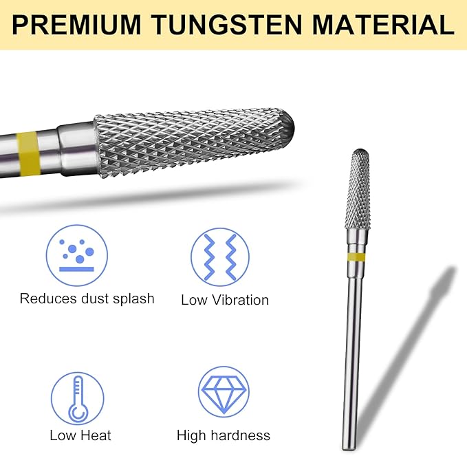 Tapered Nail Drill Bits,Cone Shape Tungsten Carbide Electronic Nail Drill Bit for Acrylic Gel Nails Dual Nail Form Remove,3/32 Inch Nail Bit for E-File Nail Drill(Extra Fine)