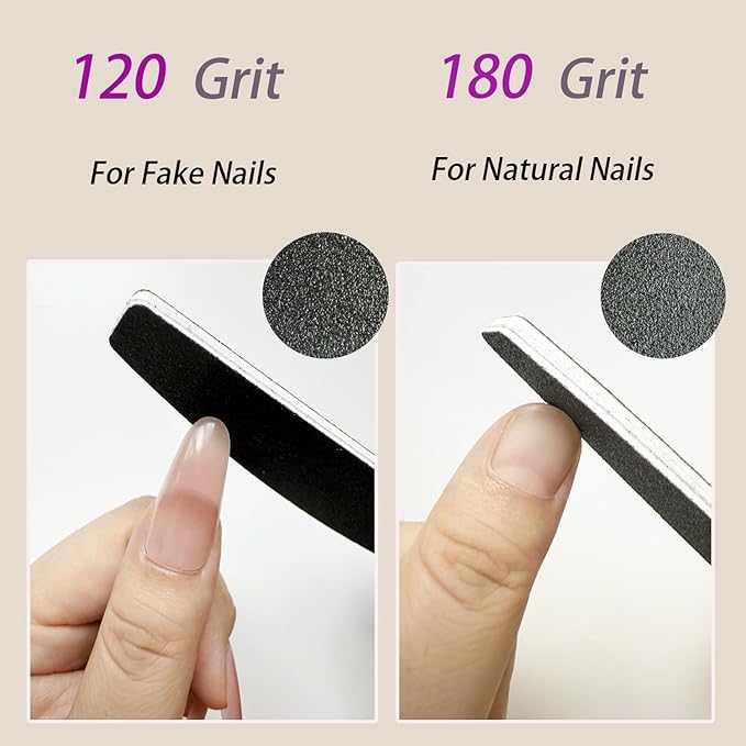 6pcs Nail Files with 2pcs Nail Brushes 120/120, 120/180, 180/180 Grit Both Sides Nail Files with Reference Graphic for Press-on Fake Nail Shaping Natural Nail Polish Christmas Gift for Women Girls