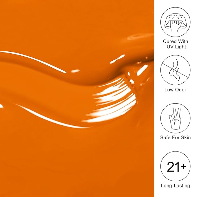 Imtiti Gel Nail Polish - 0.5 Fl Oz Pumpkin Orange Gel Polish, LED U V Soak Off Fall Winter Gel Nail DIY Art Starter Kit for Women & Girls