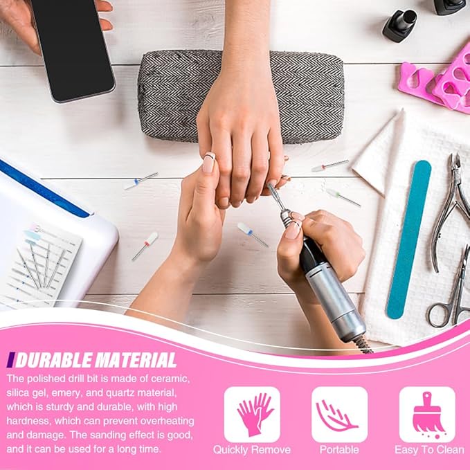 13Pcs Nail Drill Bits Set with 5 Manicure Tools, Drill-Bits for Nails, 3/32'' Professional Nail-Bits for Nail Drill Efile(COLOR:As shown)