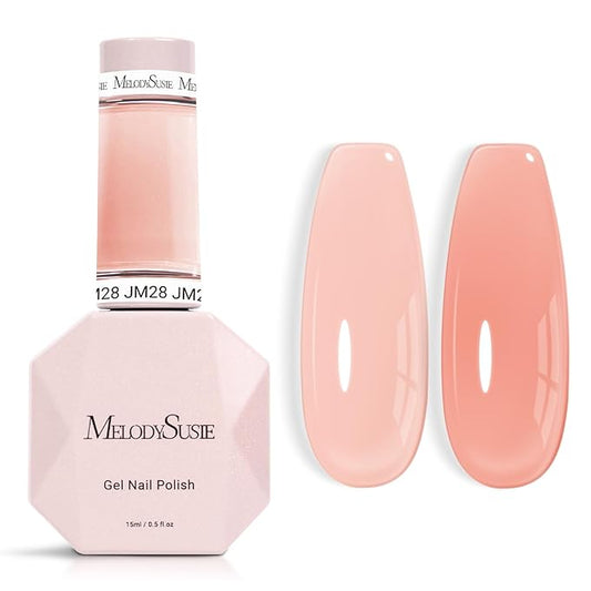 MelodySusie Nude Gel Nail Polish, 0.5Fl.oz Jeweliver Milky Gel Polish Milky Nude Pastel Color Sheer Gel Nails Soak Off UV LED Light Cure Gift for Manicure Nail Art DIY at Home JM28