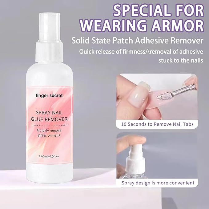 Spray Nail Glue Remover,2PCS Nails Glue Remover 120ml/fl.oz,Professional Nail Remover For Wear Nail/Press On Nails, Easily & Quickly Remove Fake Nail Tips,