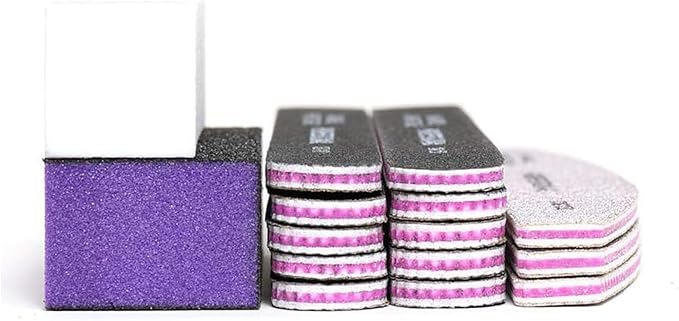 16PCS Nail Files and Buffer with Storage Box,Professional Manicure Pedicure Kit White Buffer Block Reusable 100/180 Grit Nail Files Emery Board Black for Nature Acrylic Nails Home Salon Travel Use