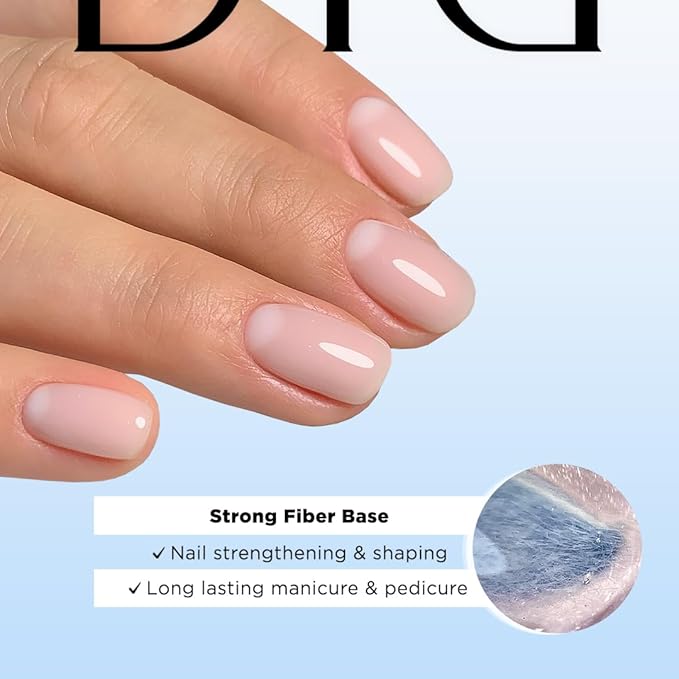 DIDIER LAB - Premium Gel Nail Polish Set -Fiber Nail Base Coat Strong - Super Shiny No Wipe Gel Top Coat - Clear Nail Polish Gel - Soak off LED UV Gel Polish Set - Gel Base Coat Nail Polish Top Coat