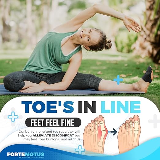 FORTEMOTUS Bunion Corrector, Two Level Bunion Splint Big Toe Separator for Pain Relief, Hallux Valgus, Overlapping toe, Big Toe Straightener Day & Night Support for Women & Men (2 Pics)