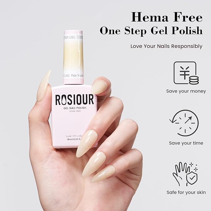 18 ML HEMA and TPO Free Jelly Nude Gel Nail Polish, Pastel Yellow One Step Gel Nail Polish 3-in-1,Translucent Color Soak Off U V Gel for Nail Art Salon & Home DIY Manicures