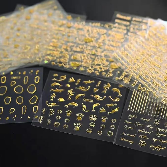 30 Sheets Gold Nail Stickers Star Moon Nail Art Stickers 3D Embossed Self Adhesive Nail Decals Letter Heart Nails Design Summer Nail Art Decals for Women Manicure DIY Decoration