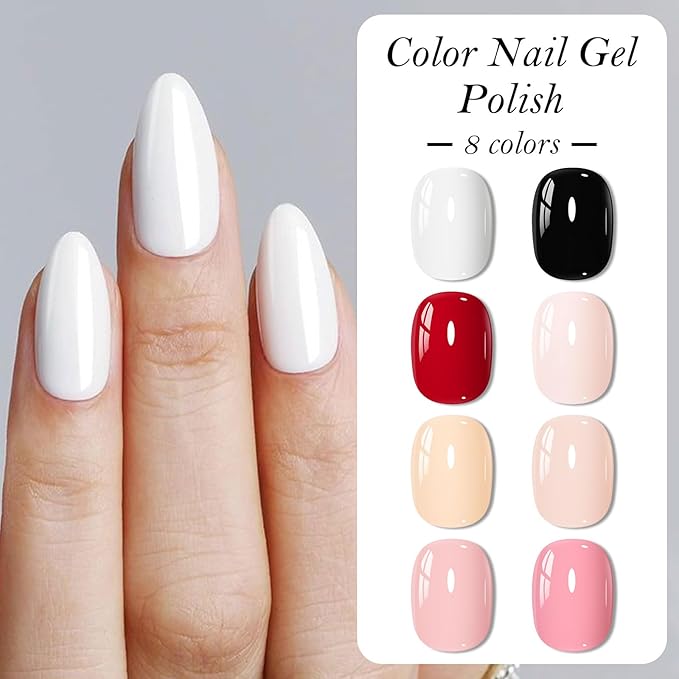 MEET ACROSS 1 Step Gel Polish Set Nail Art Manicure 3 in 1 Gel Kit Soak Off LED Gel Nail Varnishes No Need base gel top coat (Set-3, 8PCS)
