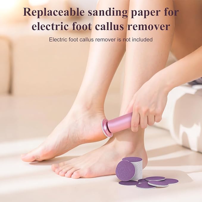 60pcs Replaceable Sanding Paper, Replacement Sandpaper Refill Discs for Electric Foot File Callus Remover (Replaceable Sanding Paper Purple)